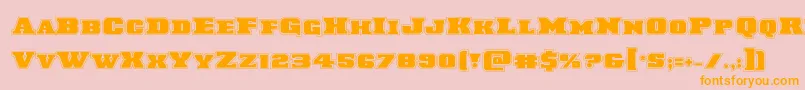 Laredotrailacad-Schriftart – Orangefarbene Schriften auf rosa Hintergrund