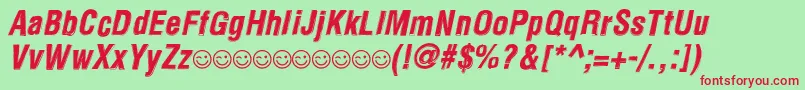Fonte NewsideFpAlternateItalic – fontes vermelhas em um fundo verde