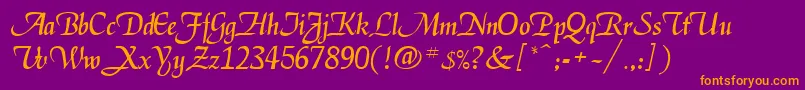 Elgar Font – Orange Fonts on Purple Background