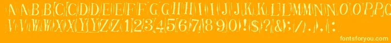 Tickci-Schriftart – Gelbe Schriften auf orangefarbenem Hintergrund