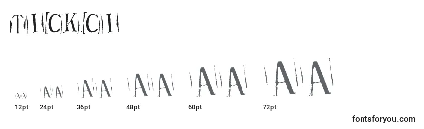 Größen der Schriftart Tickci