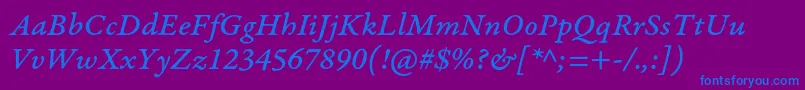 Шрифт GaramondpremrproMeditcapt – синие шрифты на фиолетовом фоне