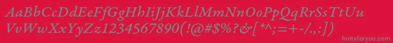 フォントGaramondpremrproMeditcapt – 赤い背景に灰色の文字