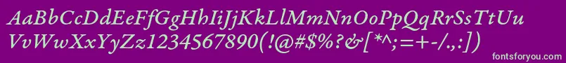 GaramondpremrproMeditcapt Font – Green Fonts on Purple Background