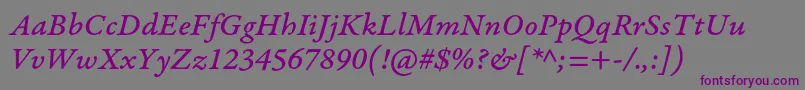 GaramondpremrproMeditcapt Font – Purple Fonts on Gray Background