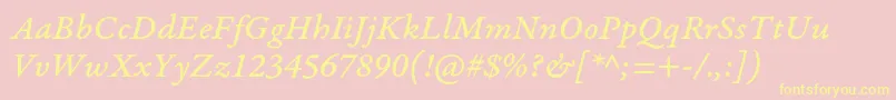 GaramondpremrproMeditcapt Font – Yellow Fonts on Pink Background