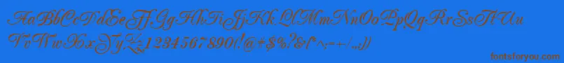 Popularscript Font – Brown Fonts on Blue Background