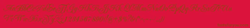 Więcej informacji o czcionce Popularscript Czcionka Popularscript – brązowe czcionki na czerwonym tle