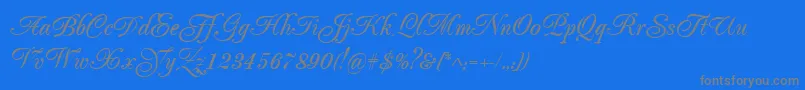 Popularscript-Schriftart – Graue Schriften auf blauem Hintergrund