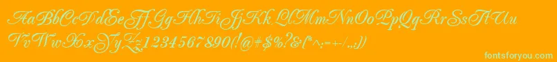 Popularscript Font – Green Fonts on Orange Background