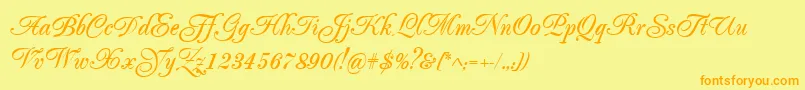 Popularscript Font – Orange Fonts on Yellow Background