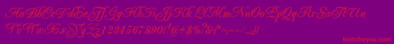 Popularscript-Schriftart – Rote Schriften auf violettem Hintergrund