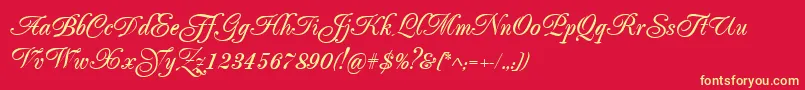 フォントPopularscript – 黄色の文字、赤い背景