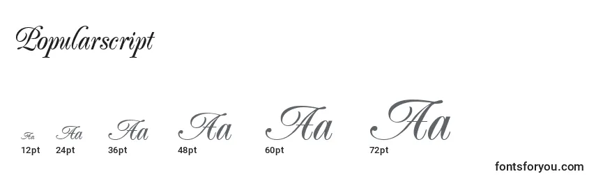 Размеры шрифта Popularscript