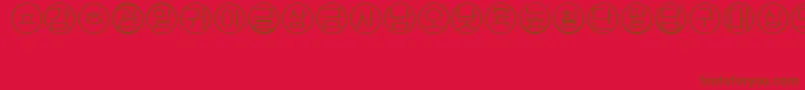Bullets5koreanRegular-Schriftart – Braune Schriften auf rotem Hintergrund