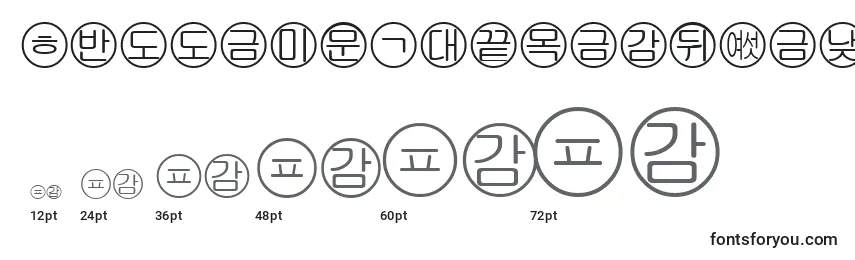 Размеры шрифта Bullets5koreanRegular