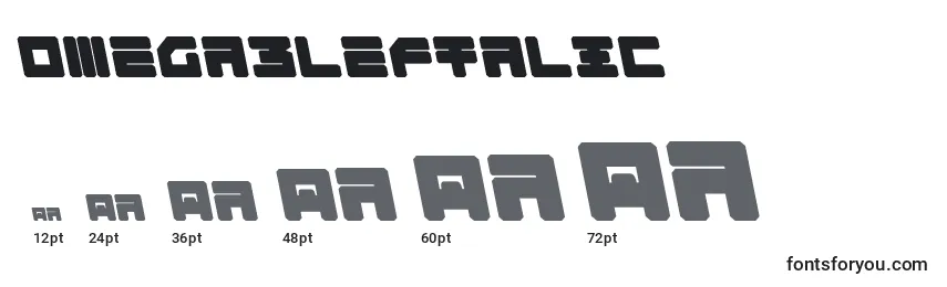 Размеры шрифта Omega3Leftalic
