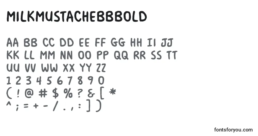 Schriftart MilkmustachebbBold (35073) – Alphabet, Zahlen, spezielle Symbole