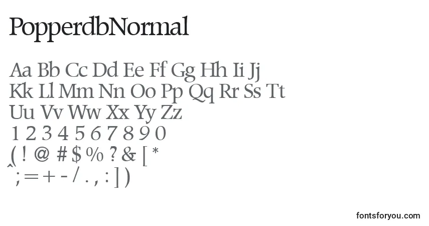 A fonte PopperdbNormal – alfabeto, números, caracteres especiais