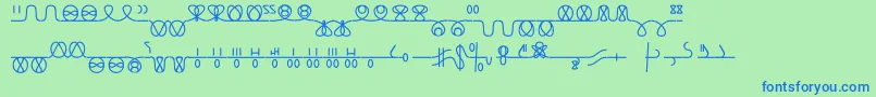 Numukki-fontti – siniset fontit vihreällä taustalla