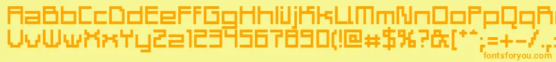 フォントAdelp – オレンジの文字が黄色の背景にあります。