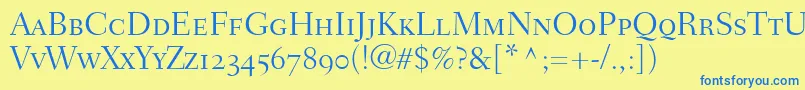 FairfieldLh45LightSmallCapsOldStyleFigures Font – Blue Fonts on Yellow Background