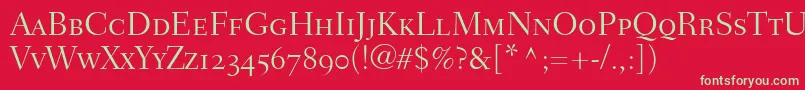 FairfieldLh45LightSmallCapsOldStyleFigures Font – Green Fonts on Red Background