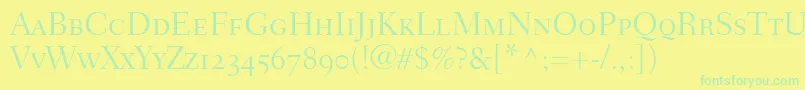 FairfieldLh45LightSmallCapsOldStyleFigures Font – Green Fonts on Yellow Background