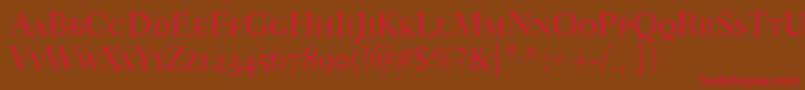 FairfieldLh45LightSmallCapsOldStyleFigures Font – Red Fonts on Brown Background