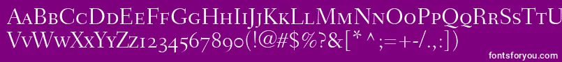 FairfieldLh45LightSmallCapsOldStyleFigures Font – White Fonts on Purple Background