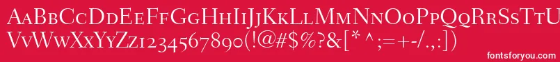 FairfieldLh45LightSmallCapsOldStyleFigures Font – White Fonts on Red Background