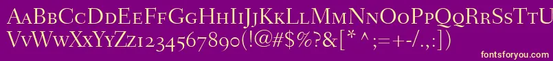 FairfieldLh45LightSmallCapsOldStyleFigures Font – Yellow Fonts on Purple Background