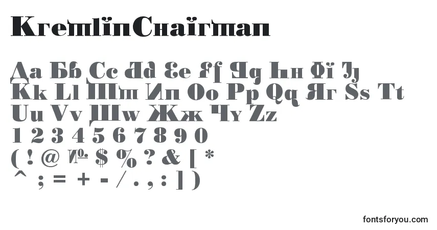 Czcionka KremlinChairman – alfabet, cyfry, specjalne znaki