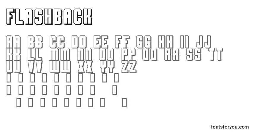 Schriftart Flashback – Alphabet, Zahlen, spezielle Symbole
