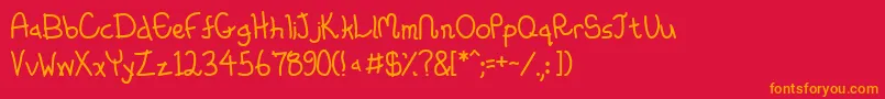 フォントWhimsico – 赤い背景にオレンジの文字