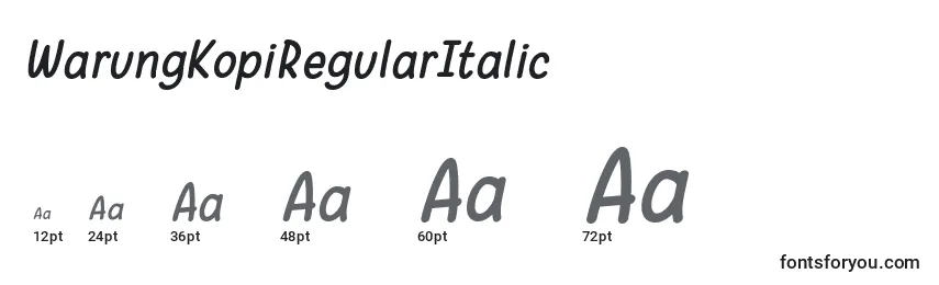 Размеры шрифта WarungKopiRegularItalic