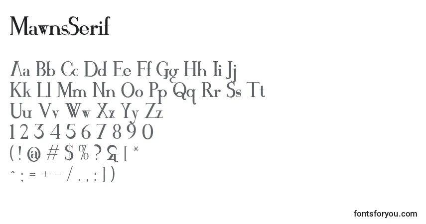 MawnsSerif-fontti – aakkoset, numerot, erikoismerkit