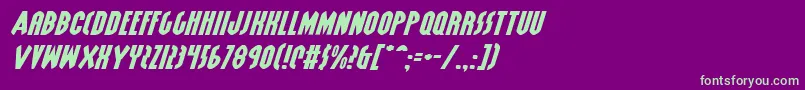 GrendelsMotherExpItalic-fontti – vihreät fontit violetilla taustalla