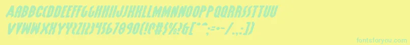 GrendelsMotherExpItalic-fontti – vihreät fontit keltaisella taustalla