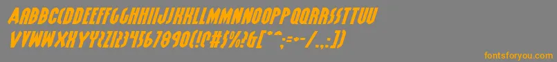 フォントGrendelsMotherExpItalic – オレンジの文字は灰色の背景にあります。
