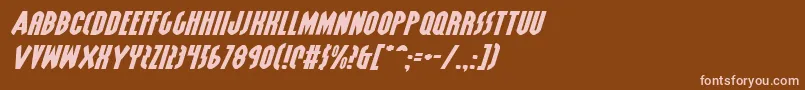 GrendelsMotherExpItalic-fontti – vaaleanpunaiset fontit ruskealla taustalla