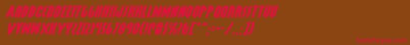 フォントGrendelsMotherExpItalic – 赤い文字が茶色の背景にあります。