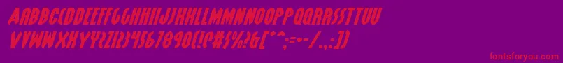 GrendelsMotherExpItalic-fontti – punaiset fontit violetilla taustalla
