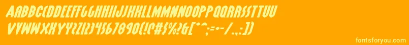 GrendelsMotherExpItalic-fontti – keltaiset fontit oranssilla taustalla