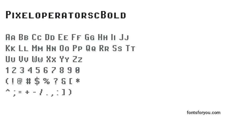 A fonte PixeloperatorscBold – alfabeto, números, caracteres especiais