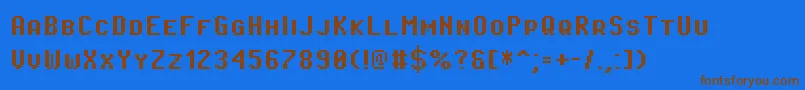 フォントPixeloperatorscBold – 茶色の文字が青い背景にあります。