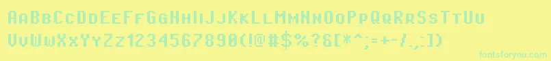 PixeloperatorscBold-fontti – vihreät fontit keltaisella taustalla