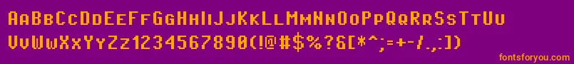 PixeloperatorscBold-Schriftart – Orangefarbene Schriften auf violettem Hintergrund