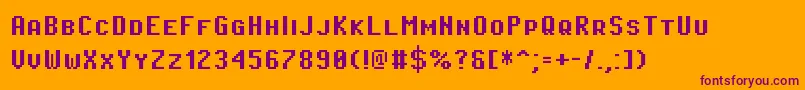 PixeloperatorscBold-Schriftart – Violette Schriften auf orangefarbenem Hintergrund