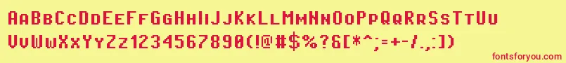 PixeloperatorscBold-Schriftart – Rote Schriften auf gelbem Hintergrund